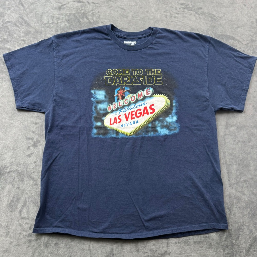 Sherry Mfg Las Vegas Come to the Darkside Graphic T-Shirt Navy Blue 2X